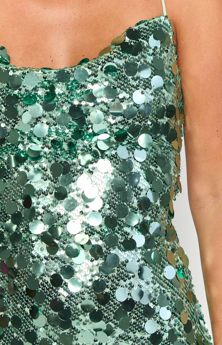Margot Sequin Mini Dress in Aqua