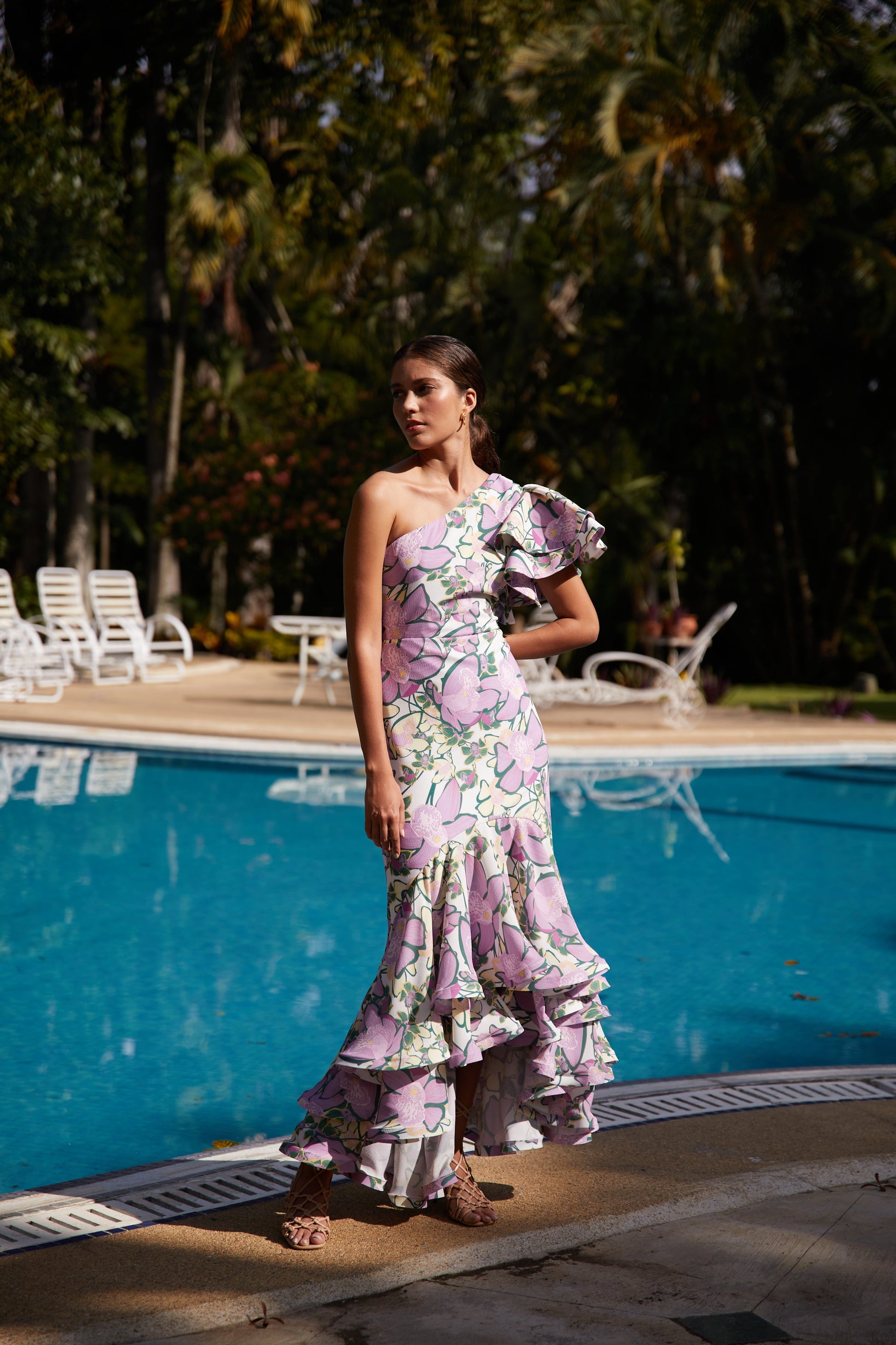 ORQUIDEA DE SAL PRINT Cora Silk Floral Midi Dress