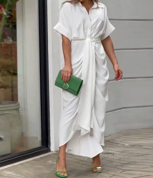 White KAMILA BUTTONED DRESS - Khaki / M