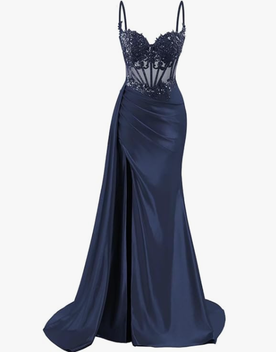 AS PHOTO TEAL Celestine Satin Mermaid Dress