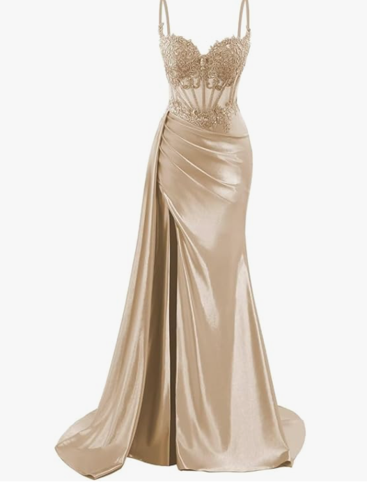 AS PHOTO TEAL Celestine Satin Mermaid Dress