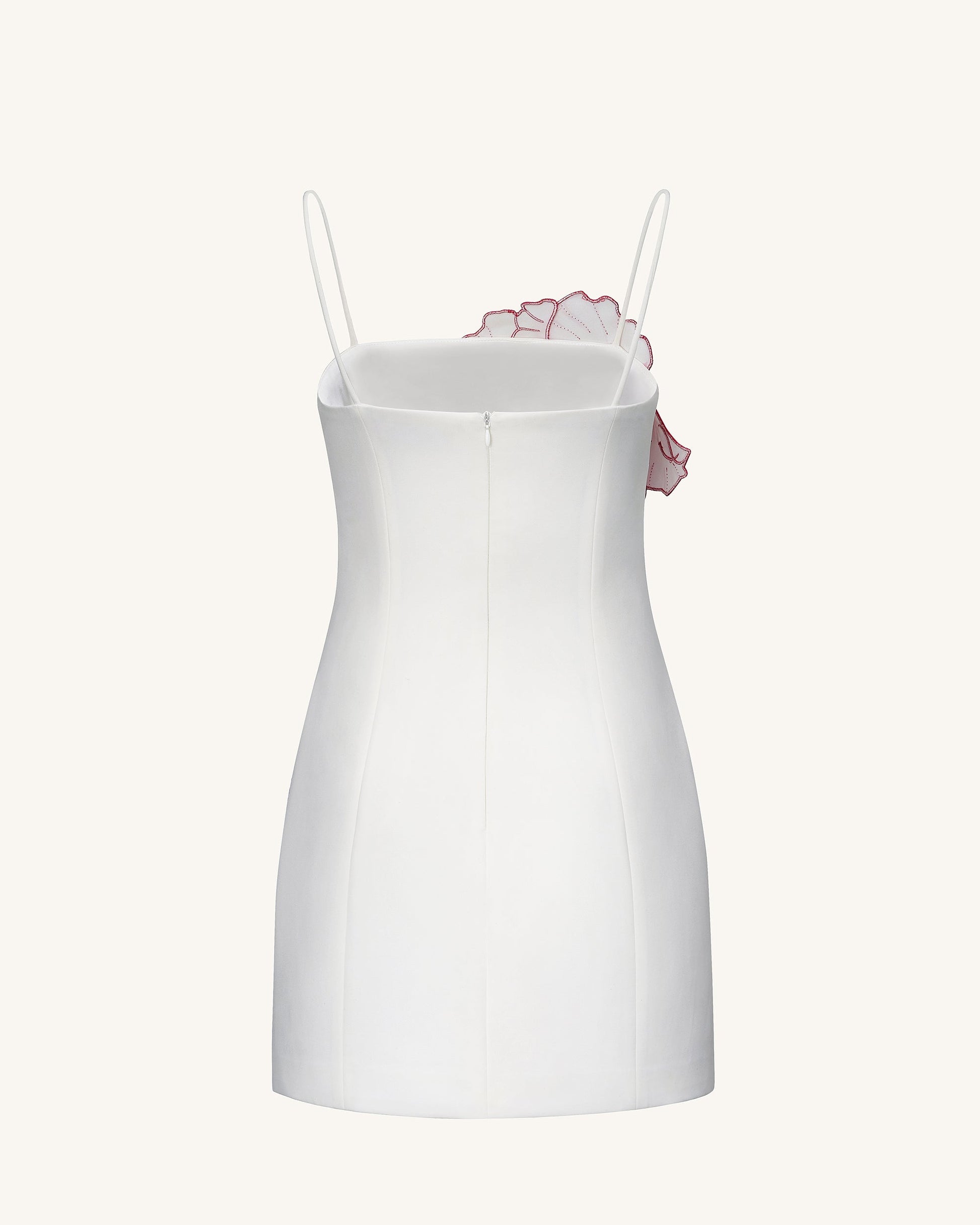 White Iris Appliqué Mini Dress