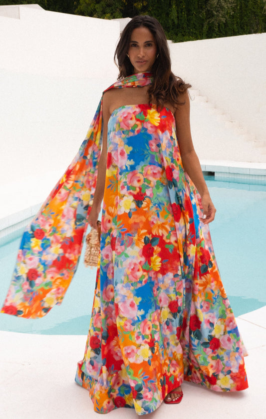 Tinsley Tube Dress in Sunset Garden