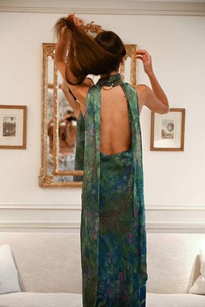 Irises Margot Silk Iris Print Midi Dress