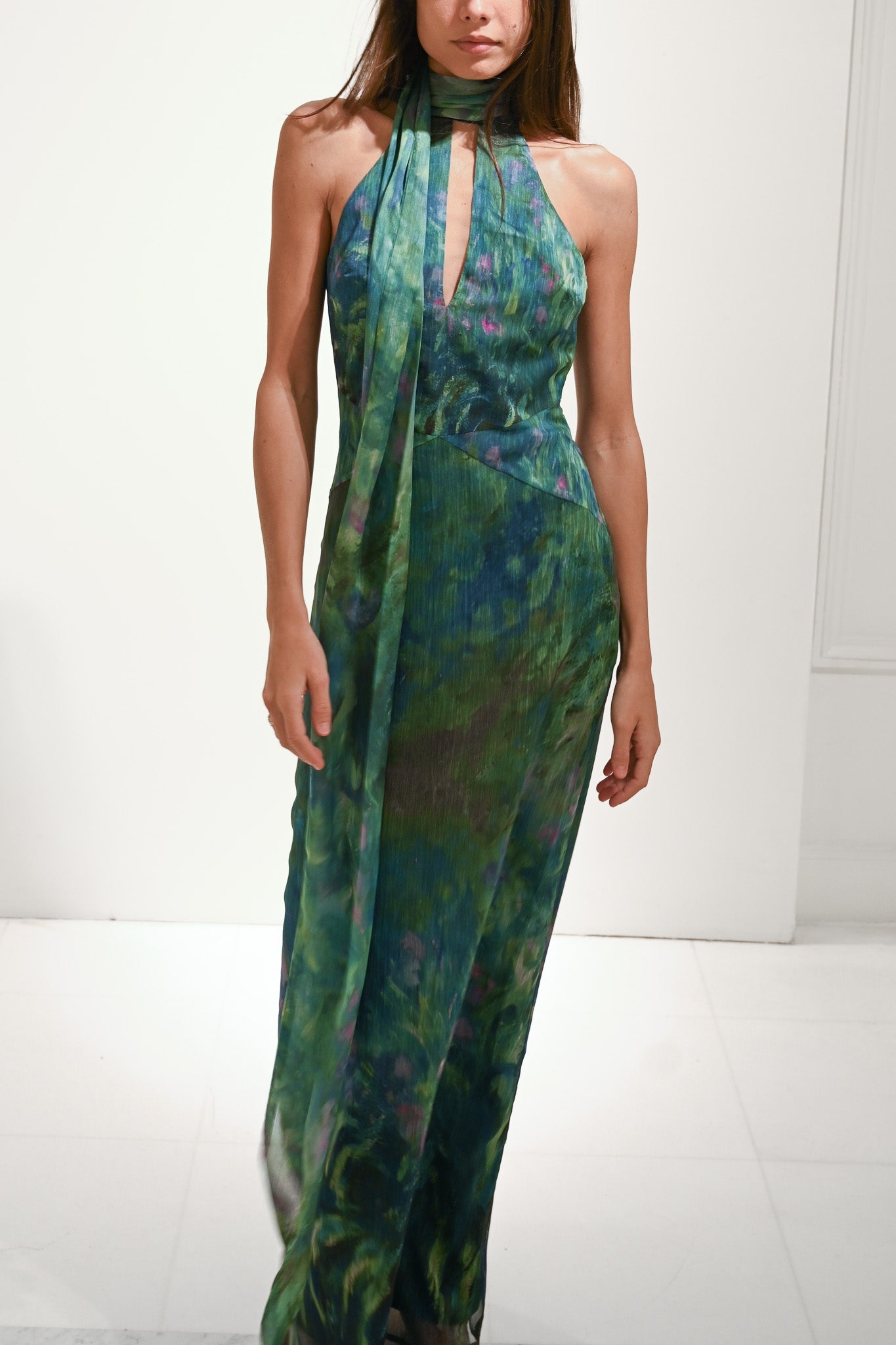 Irises Margot Silk Iris Print Midi Dress