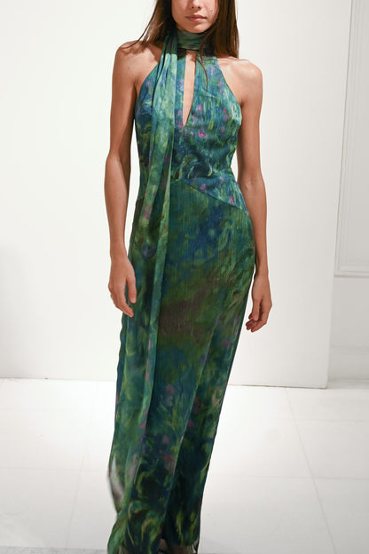 Irises Margot Silk Iris Print Midi Dress