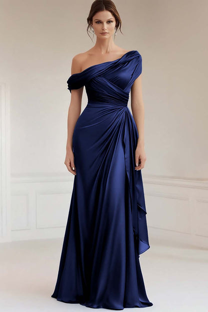 Dark Green Vivienne One-Shoulder Satin Mermaid Dress
