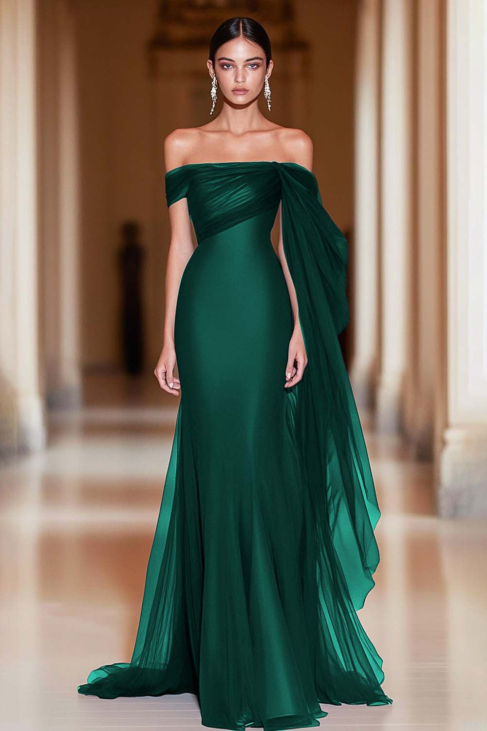 Royal Blue Vivienne Off-Shoulder Mermaid Tulle Gown