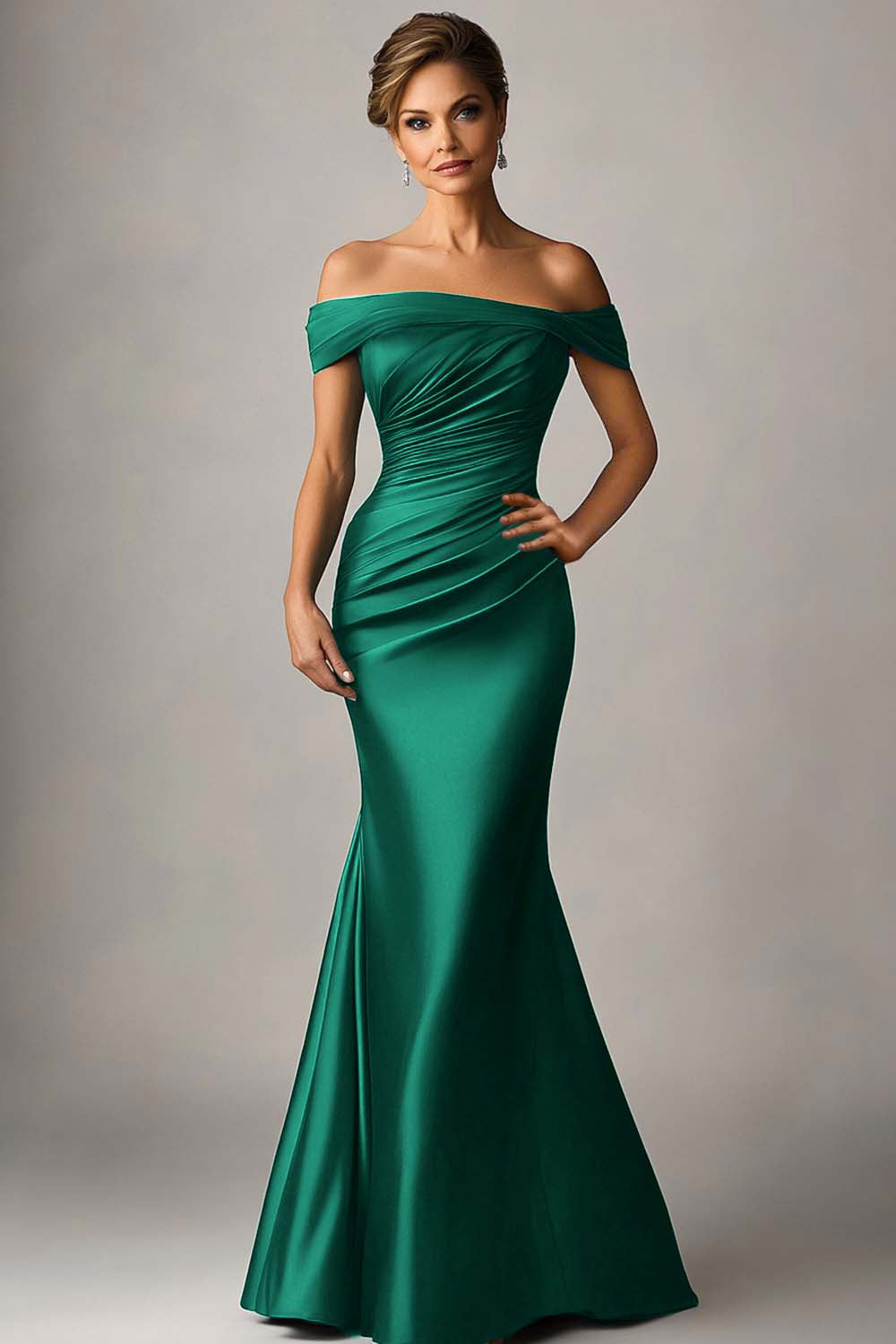 Peacock Blue Margot Satin Mermaid Dress