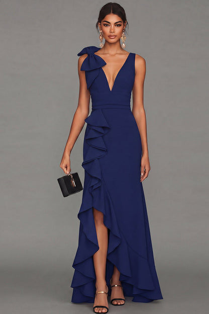 Dark Navy Vivienne Ruffle Formal Dress