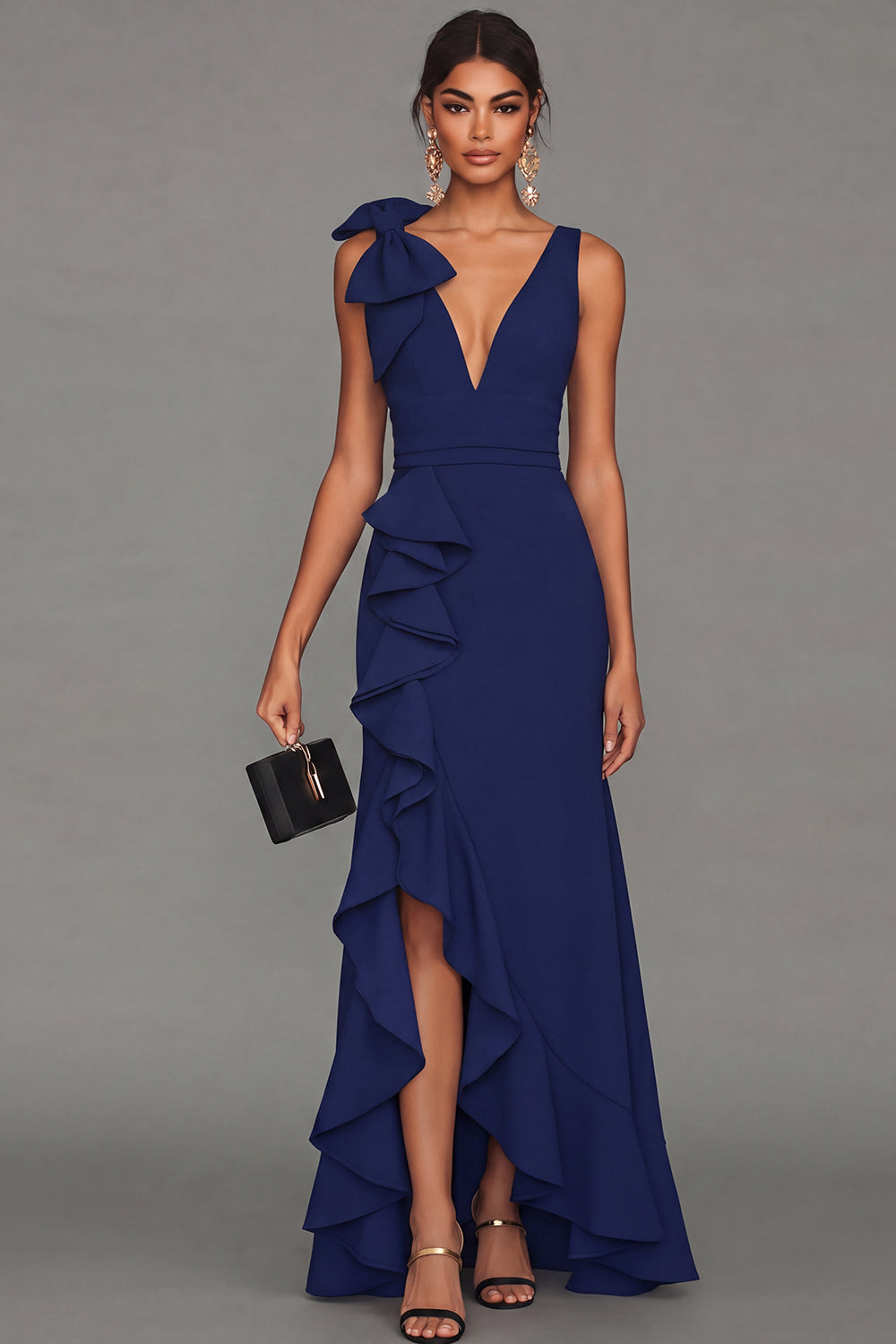 Red Vivienne Ruffle Formal Dress