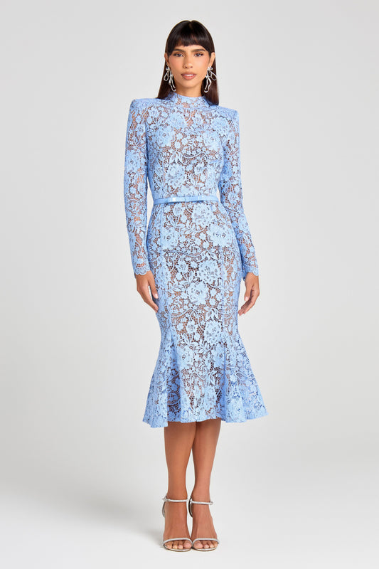 Juliette Silk Crepe Dress in Periwinkle