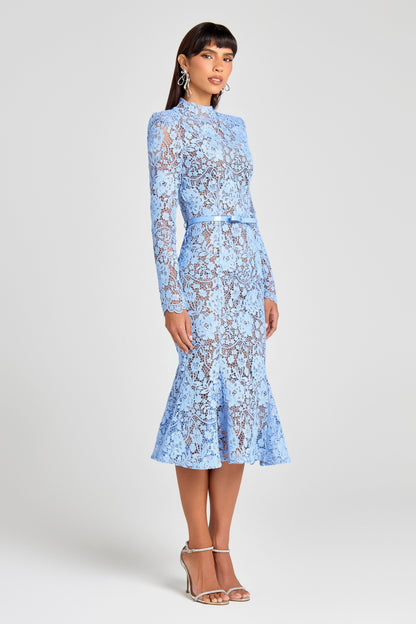 Juliette Silk Crepe Dress in Periwinkle
