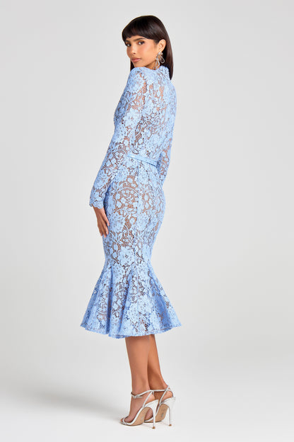 Juliette Silk Crepe Dress in Periwinkle