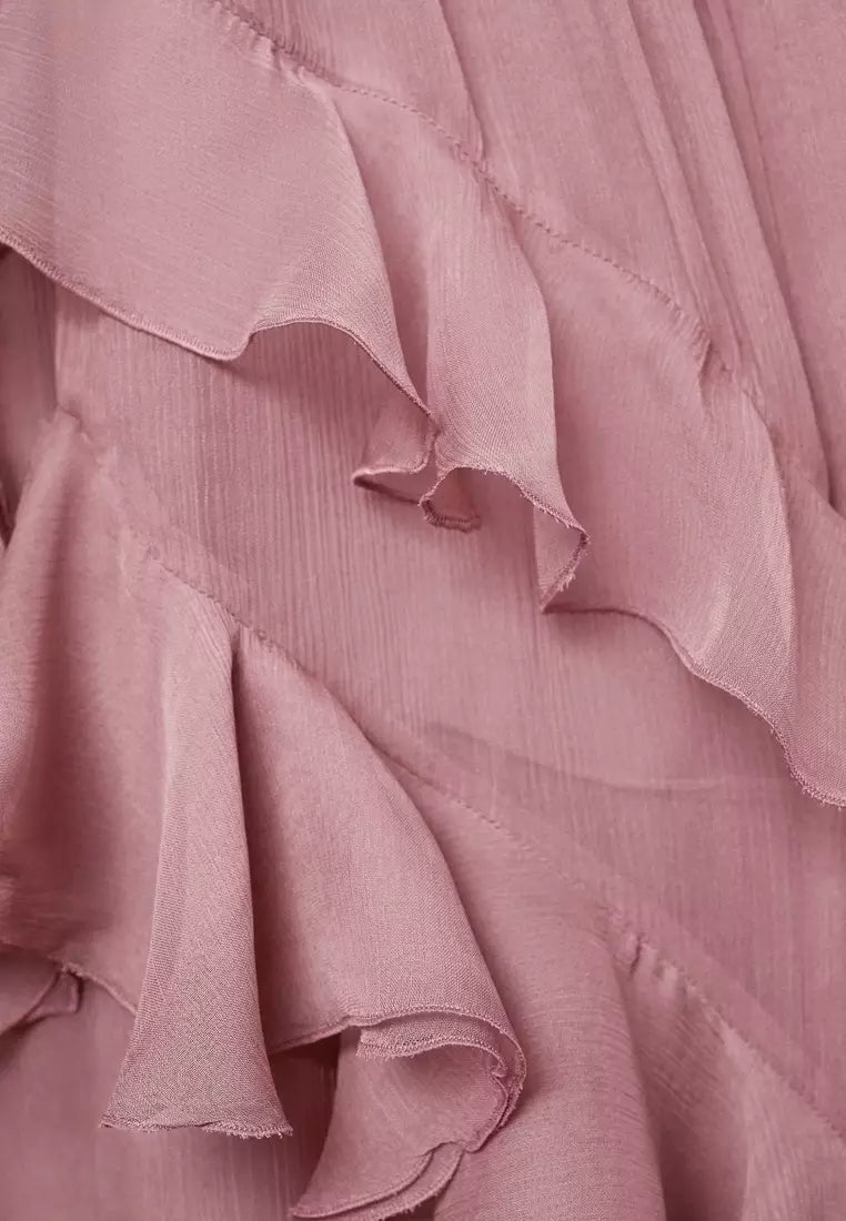 As photo Dusty Pink Vivienne Chiffon Pleated Gown