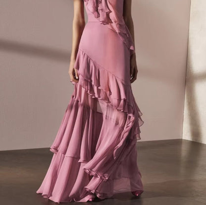 Custom Color( Add the color in the Order special instructions) Vivienne Chiffon Pleated Gown