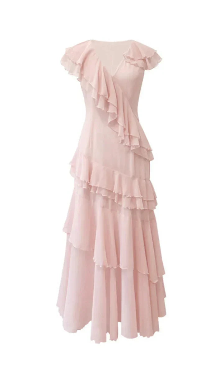 As photo Dusty Pink Vivienne Chiffon Pleated Gown