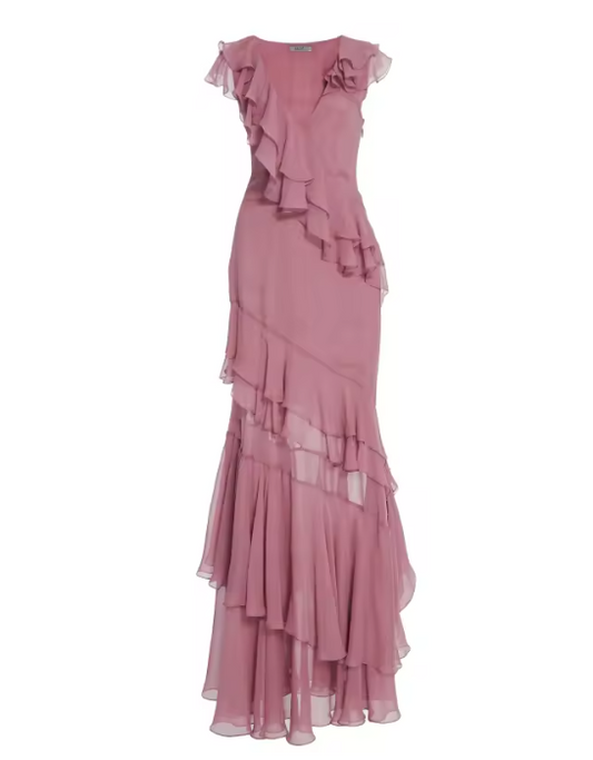 As photo Dusty Pink Vivienne Chiffon Pleated Gown
