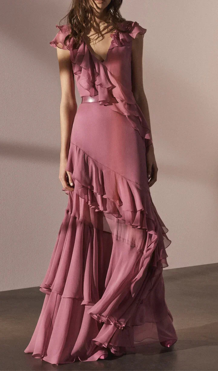 Custom Color( Add the color in the Order special instructions) Vivienne Chiffon Pleated Gown