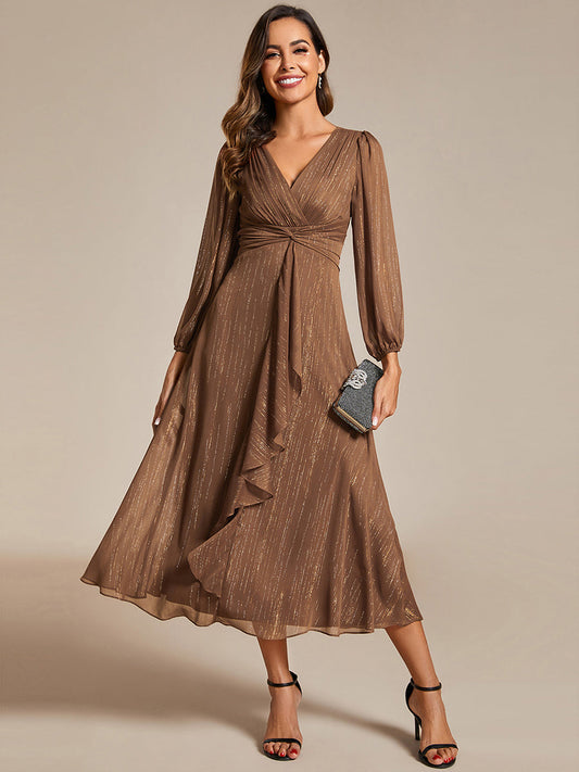 Brown Ember Twist Knot Evening Dress