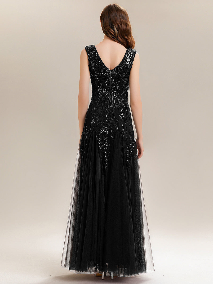 Dusty Rose Freya Embroidered Sequin Evening Dress