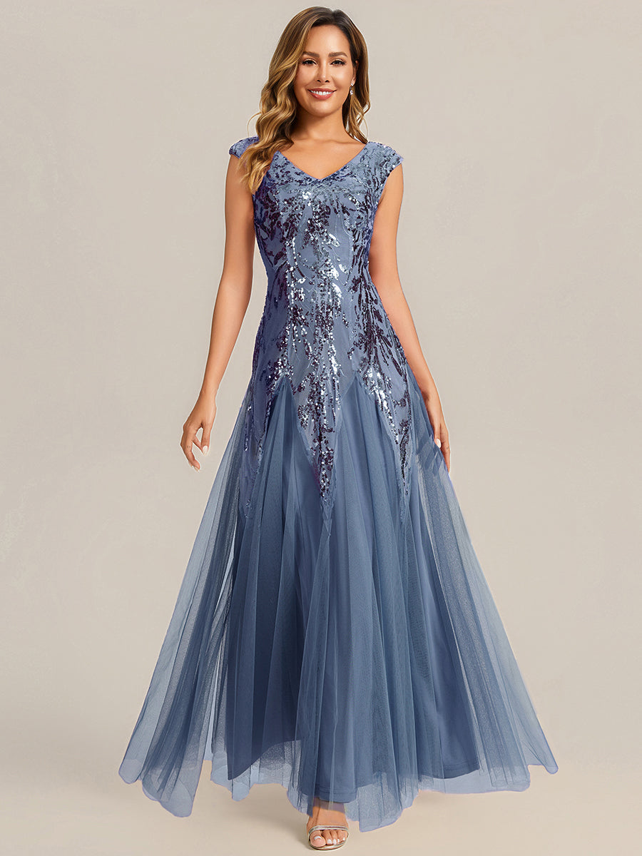 Olive Green Freya Embroidered Sequin Evening Dress