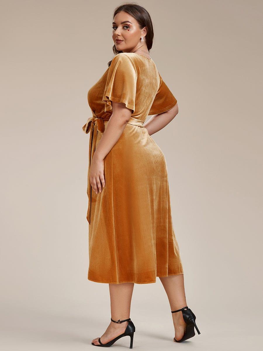 Brick Red Margot Velvet Midi Dress