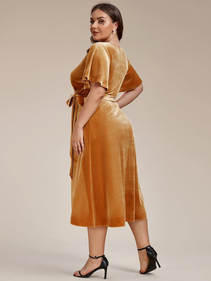 Brick Red Margot Velvet Midi Dress