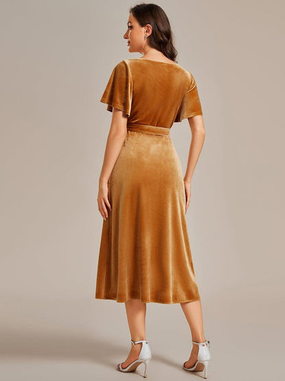 Brick Red Margot Velvet Midi Dress