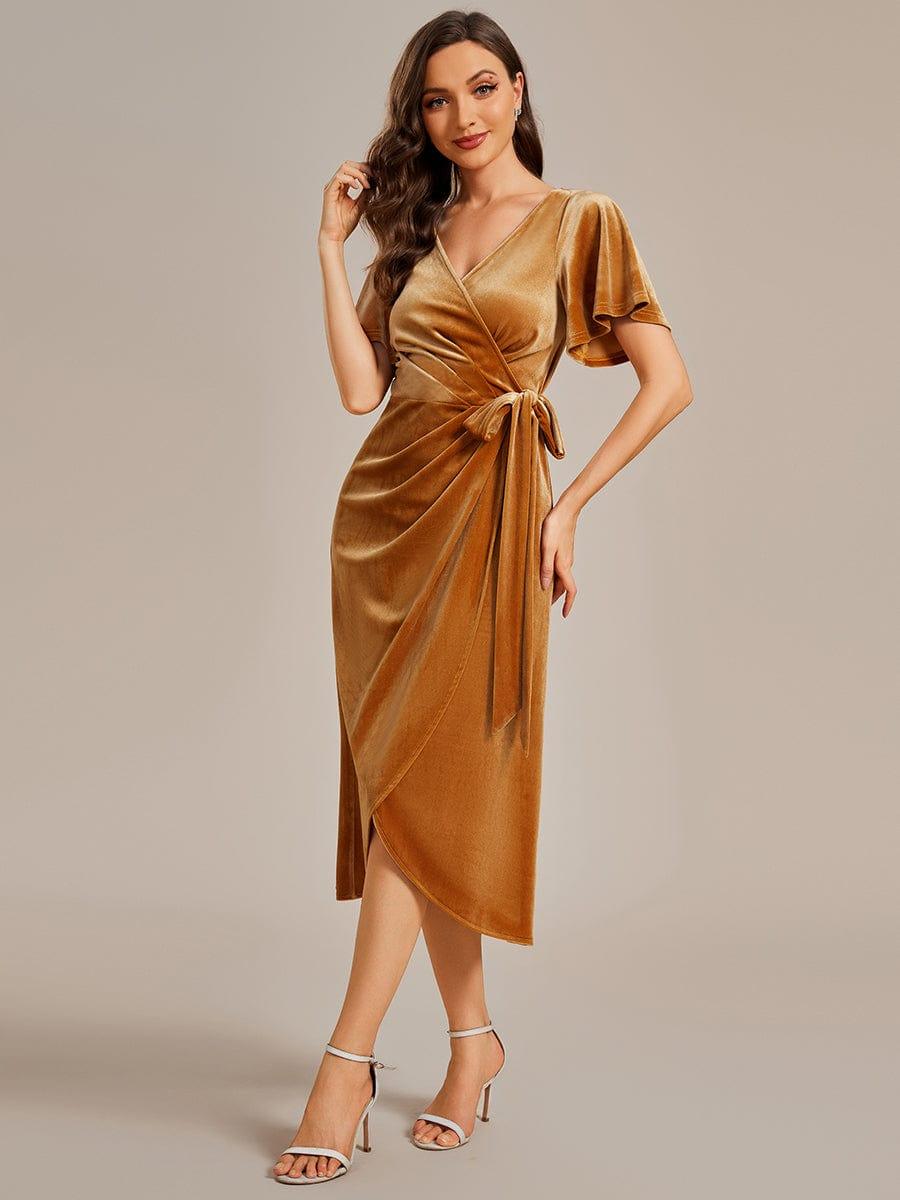 Brick Red Margot Velvet Midi Dress