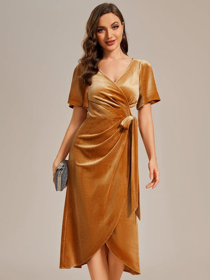 Brick Red Margot Velvet Midi Dress