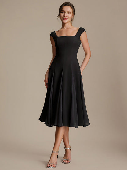 Black Margot A-Line Midi Dress