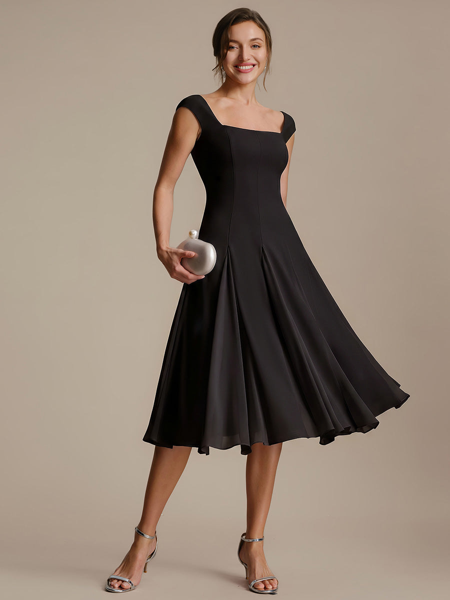 Ivory-Black Margot A-Line Midi Dress