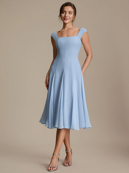 Ivory-Black Margot A-Line Midi Dress