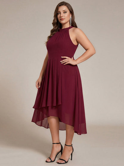 Dusty Blue Posie Chiffon Halter Midi Dress