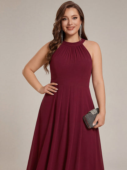Purple Orchid Posie Chiffon Halter Midi Dress
