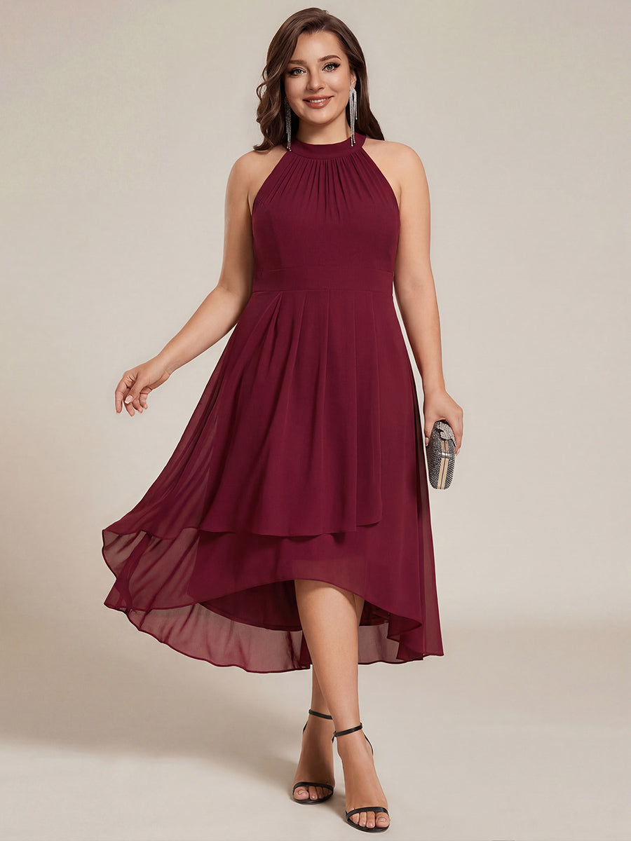 Purple Orchid Posie Chiffon Halter Midi Dress