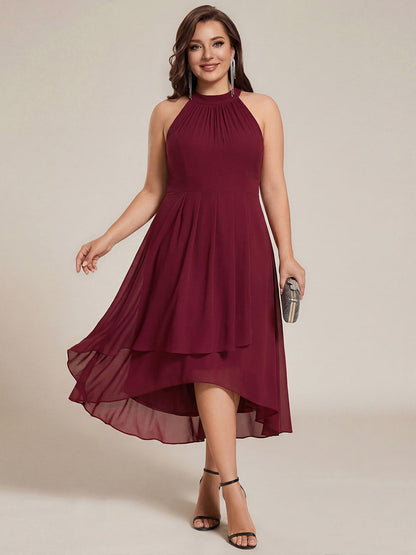 Purple Orchid Posie Chiffon Halter Midi Dress