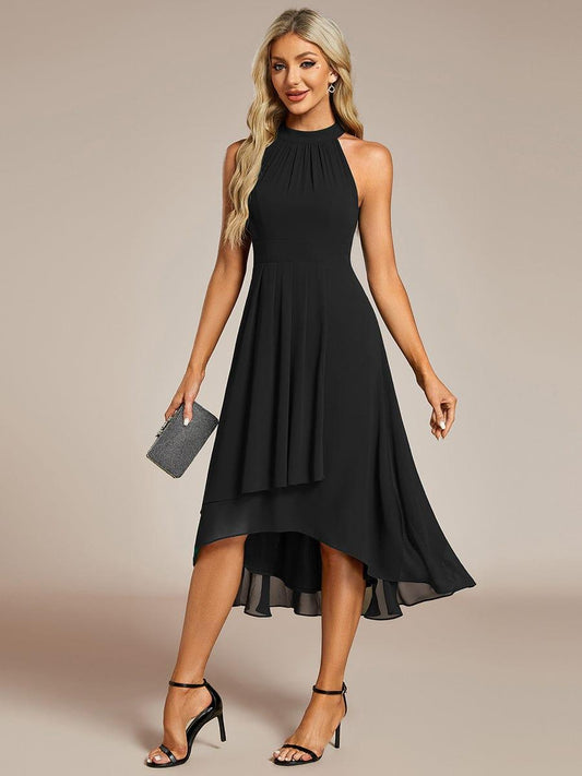Black Posie Chiffon Halter Midi Dress