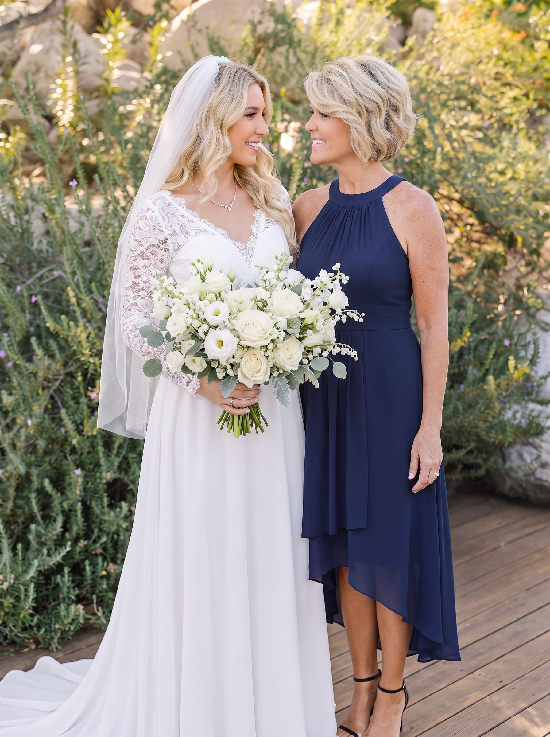 Navy Blue Posie Chiffon Midi Dress