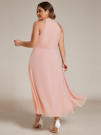 Dusty Blue Posie Chiffon Halter Midi Dress