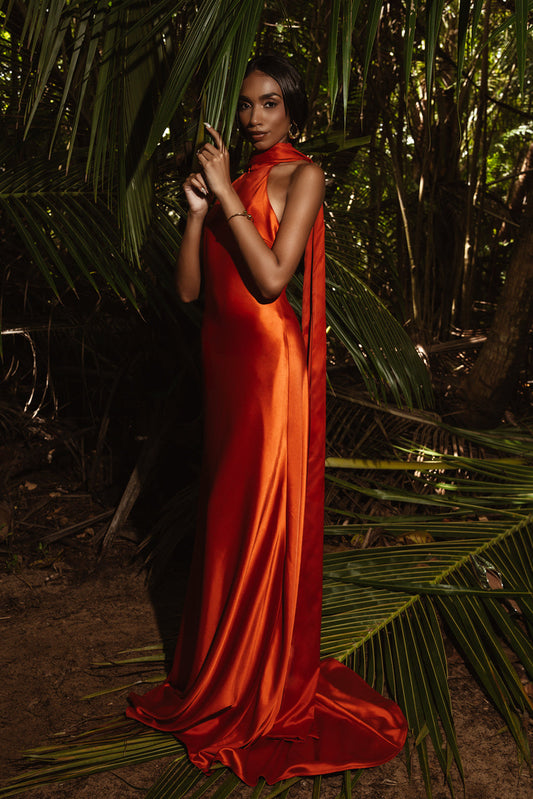 Sakai Linen Shift Dress in Burnt Orange