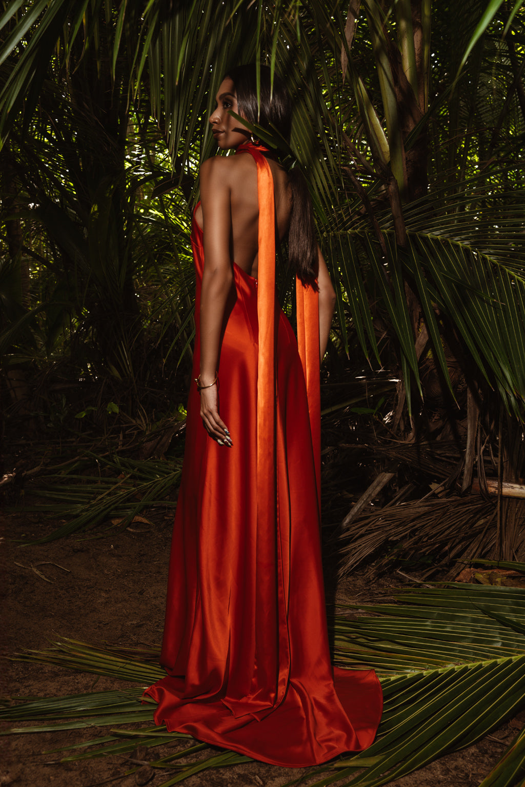 Sakai Linen Shift Dress in Burnt Orange