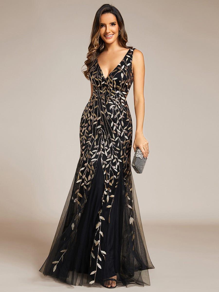 Gold Oriel Sequin Fishtail Evening Dress