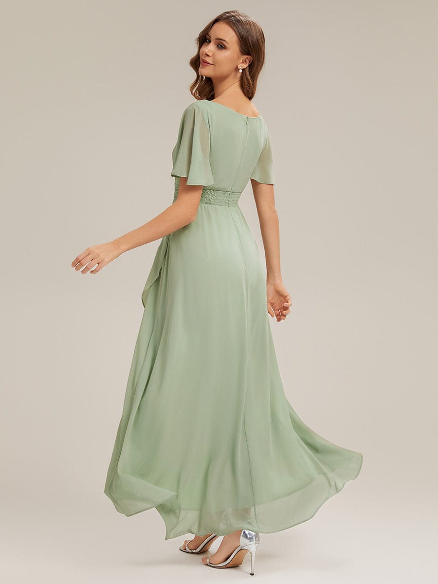 Dusty Rose Ever Sage Ruched Chiffon Dress