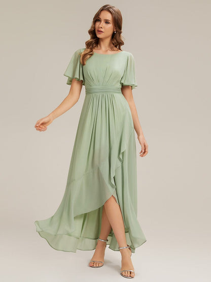 Black Ever Sage Ruched Chiffon Dress