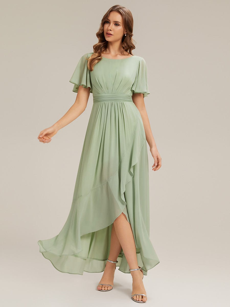 Burgundy Ever Sage Ruched Chiffon Dress