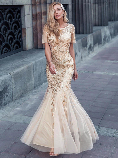 Lilac Evangeline Sequin Tulle Fishtail Gown