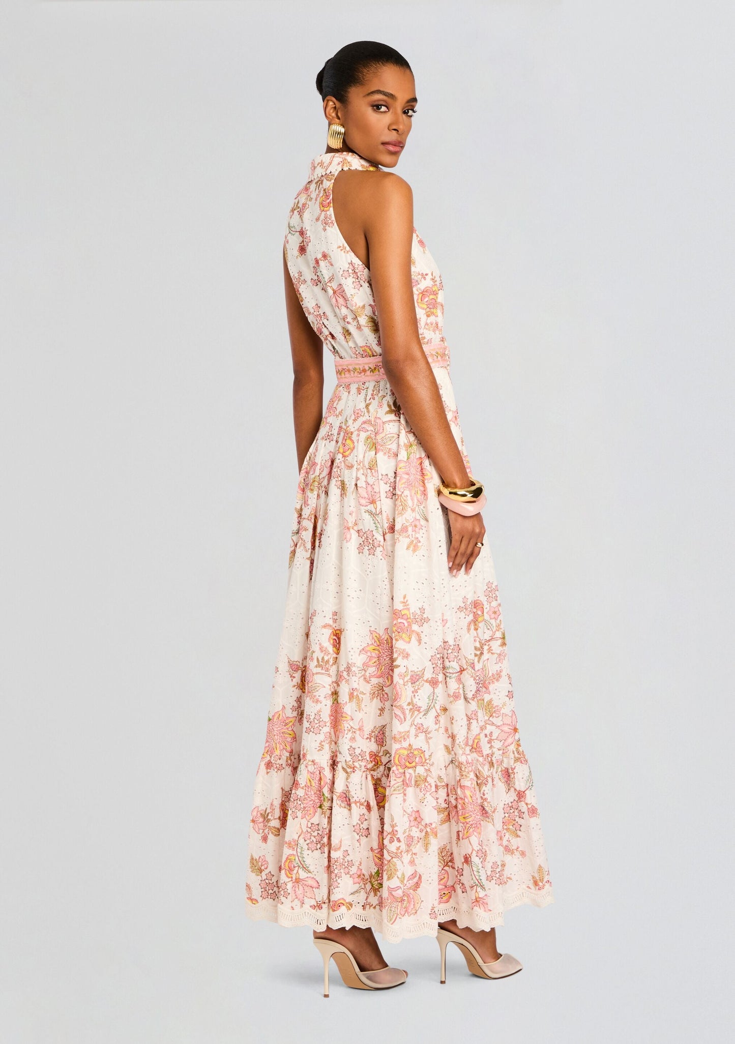 White Floral Niti Floral Linen Shirt Dress