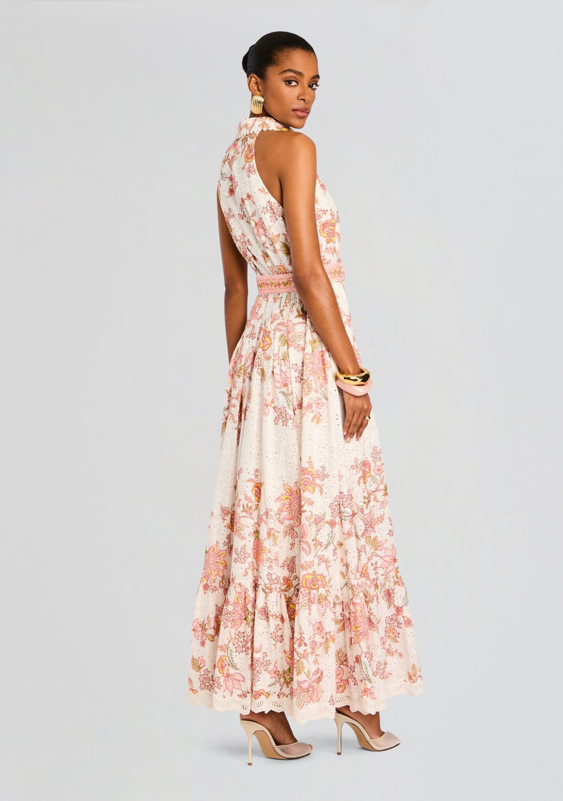 White Floral Niti Floral Linen Shirt Dress